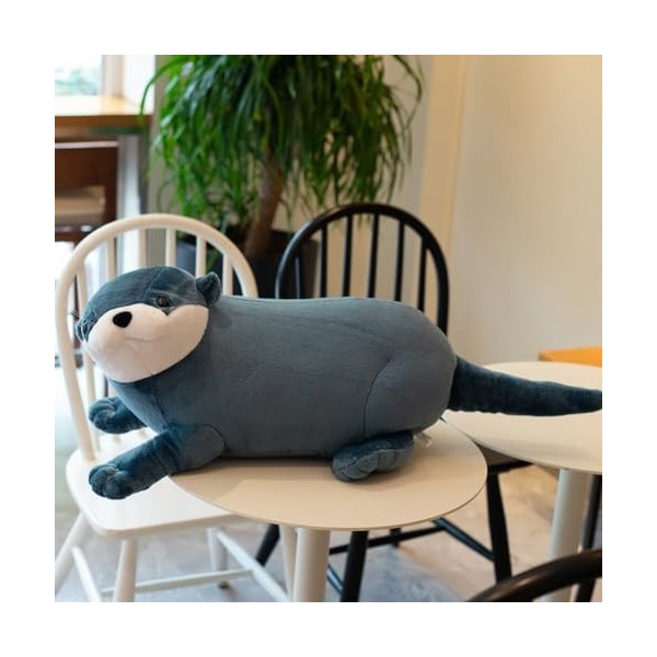 Peluche Loutre, 80cm Mignon Loutre en Peluche Coussin Long Oreiller danimaux Poupée Jouets Douce Loutre Peluche Réaliste Ani