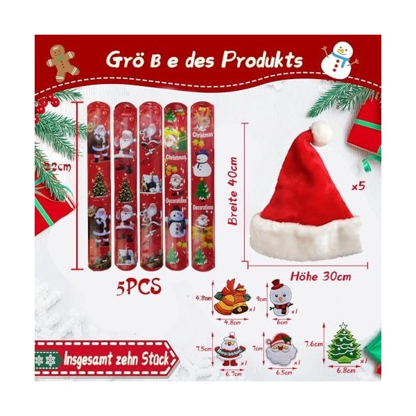 RURIZHONGTIAN Lot de 5 bonnets de Noël, bonnet de Noël pour adulte, rouge, ensemble de bonnet de Noël, bonnet de Père Noël en