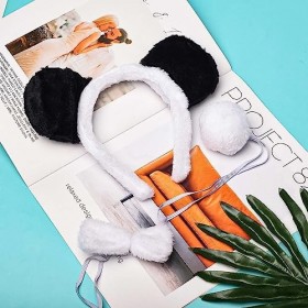 Bohue Lot de 3 déguisements de panda avec bandeau et nœud papillon en peluche pour Halloween