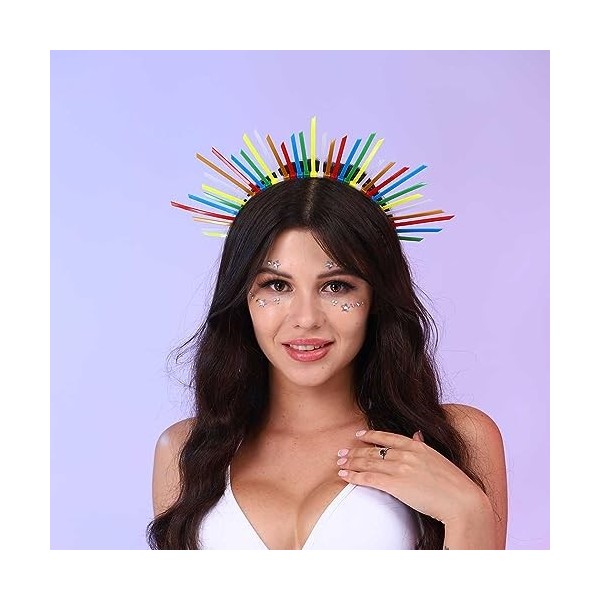 Flayem Serre-tête multicolore Halo pour carnaval, accessoire pour cheveux pour femmes et filles