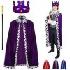 YOUYIKE 3 Costumes de Roi pour Adulte, Manteau Royal Violet, Couronne Roi Reine, Sceptre, Déguisement Prince, Costume Médiéva