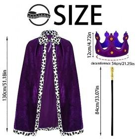 YOUYIKE 3 Costumes de Roi pour Adulte, Manteau Royal Violet, Couronne Roi Reine, Sceptre, Déguisement Prince, Costume Médiéva
