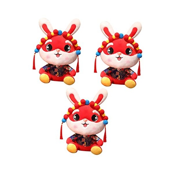 Toyvian 3 Pièces Année du Lapin en Peluche Poupée Semblant Jouer Animaux Décors De Festival De Printemps Lapin Câlin Oreiller