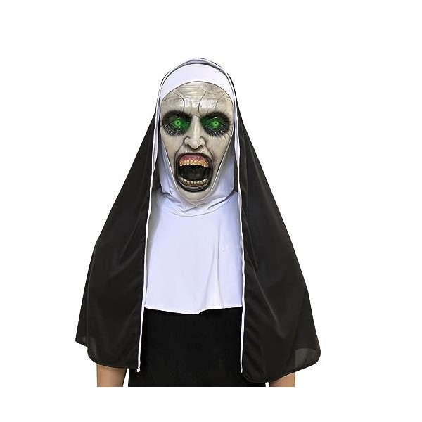 streeHerjjkeA1 Masque dhorreur dHalloween Scary Nonne Masque en latex intégral Cosplay Nonne Masque dHalloween pour Hallow