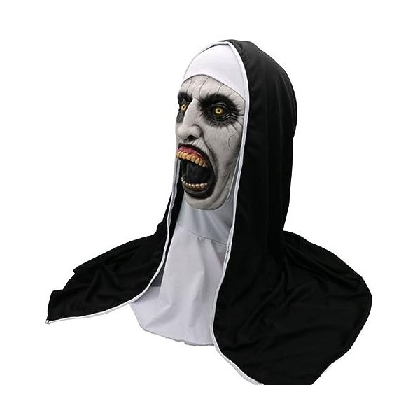 streeHerjjkeA1 Masque dhorreur dHalloween Scary Nonne Masque en latex intégral Cosplay Nonne Masque dHalloween pour Hallow