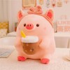 NOpinz Mignon Bubble Tea Cochon Jouet en Peluche Mignon Peluche Animal Cochon Oreiller Doux Lait thé Peluche poupée pour Enfa