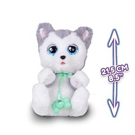 BABY PAWS HUSKY avec Sons dOuverture et de Fermeture des Yeux, Inclut une Couverture Personnalisée - Peluche Interactive de 