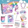 BARVERE Peluche Licorne Cadeau Fille, Jouet Mignon Licorne pour Enfants de 3-12 Ans, Ensemble de Jouets pour Fille avec Masqu