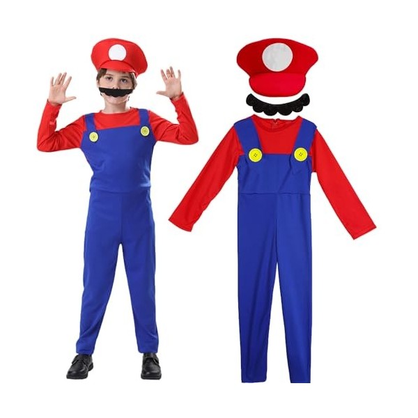 YeahBoom Lot de 3 costumes de Mario Luigi - Costume de cosplay - Pour homme et femme - Pour Noël et carnaval