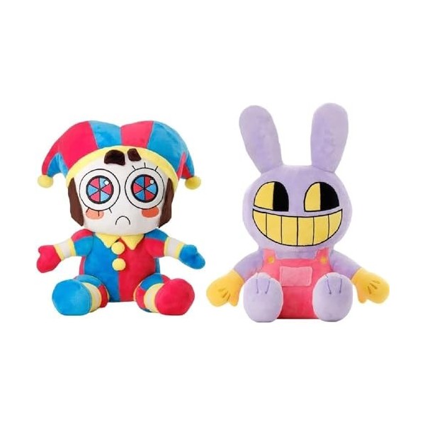 Ycxydr The Amazing Digital Circus Lot de 2 jouets en peluche Pomni et Jax pour fans de télévision – Poupée mignonne en peluch