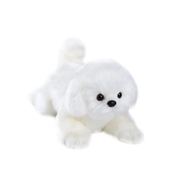 CU-MATE réaliste Peluche Maltais Chien, Peluche Animal Chiot Chien Jouets pour Filles garçons Anniversaire, Blanc, 14inch