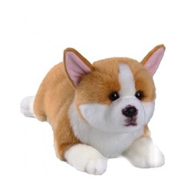 CU-MATE 16 "Welsh Corgi Dog Pembroke Peluche Simulation- Soft Fait Main Chien couché en Peluche Chiot -Cadeau Cadeau pour Les