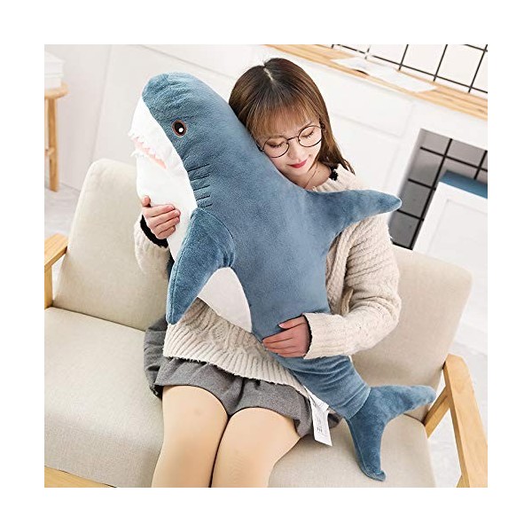 XIAOHONG Jouet en forme de requin 3D, fabriqué à la main, coussin de requin doux en peluche pour décoration de la maison, cad