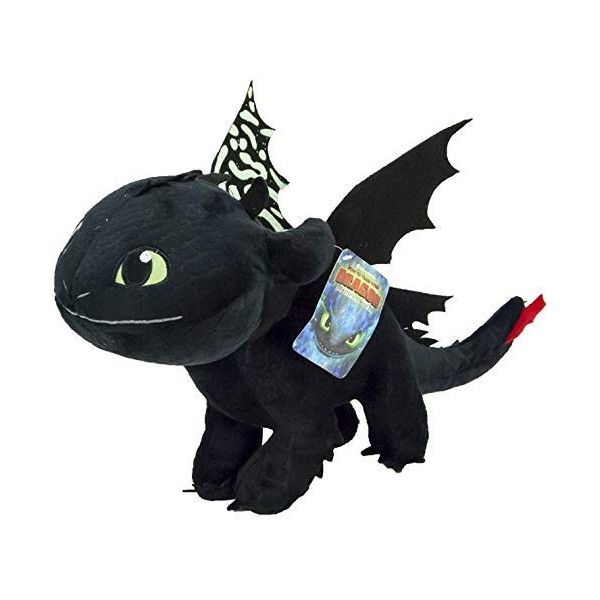playbyplay HTTYD Dragons, How to Tran Your Dragon 3 Peluche Toothless Night Fury Noir 30cm Brille dans Le Noir
