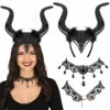 RISVOWO 2 Pcs Königin Hörner Kopfschmuck Horn Kopfbedeckung, Serre Tête Corne de Diable Noir,