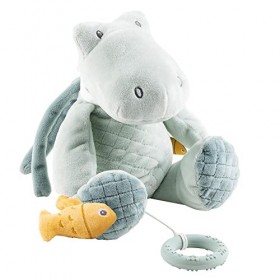 Nattou Peluche Musicale en Polyester, Roméo le Crocodile, Berceuse "La-Le-Lu", avec Anneau de Dentition, env. 30 cm, Roméo, J