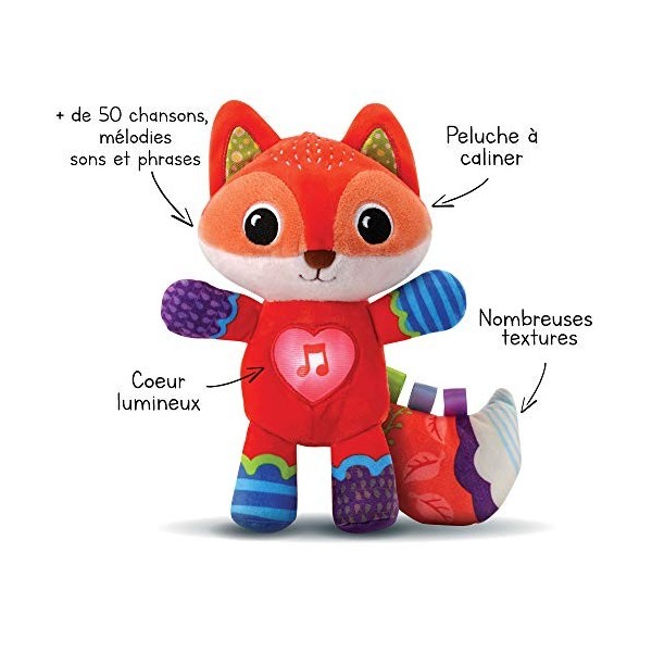 VTech - Malo, Mon Renardeau Dodo, Peluche Renard, Doudou Bébé, Musique Douce et Sons Apaisants, Lavable en Machine, Cadeau de