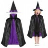 GEPAS Costume dHalloween pour enfant,2 pièces, cape de sorcière de sorcière, cosplay, costume étoile avec chapeau, tenue pou