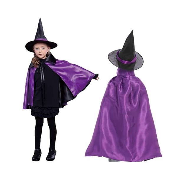 GEPAS Costume dHalloween pour enfant,2 pièces, cape de sorcière de sorcière, cosplay, costume étoile avec chapeau, tenue pou