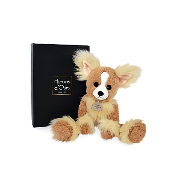 Histoire dOurs - Peluche Chien - Doudou chihuahua - Marron - 30 cm - LES EBOURIFFES - HO3159