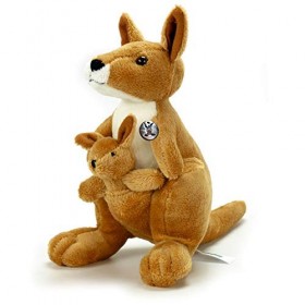Kuscheltiere.biz Doudou kangourou kangourou avec bébé - Peluche sauvage Kimberly - Doudou * biz, Marron