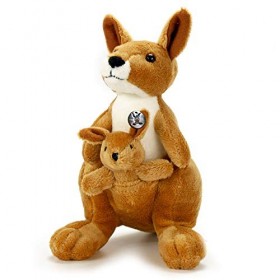Kuscheltiere.biz Doudou kangourou kangourou avec bébé - Peluche sauvage Kimberly - Doudou * biz, Marron