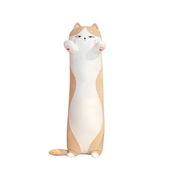 JAWSEU Mignon Peluche Chat, Chat Peluche Long Poupée en Peluche Douce, Long Chat Couchage Coussin Oreiller Jouet Longue Peluc