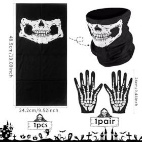 Masque de squelette + gants squelettes, masque facial, masque de crâne dHalloween, masque tube, masque de squelette pour enf