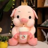 35cm-70cm Joli Gros Cochon avec Bouteille de Lait en Peluche Jouets Kawaii Animal Poupée en Peluche Doux Animal Piggy Oreille
