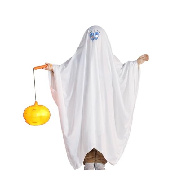 Sipiris Halloween Costume Fantôme Enfants Cape dHalloween Horreur Pour Poncho Fantôme Blanc Costume Pour Garçons Filles Cosp