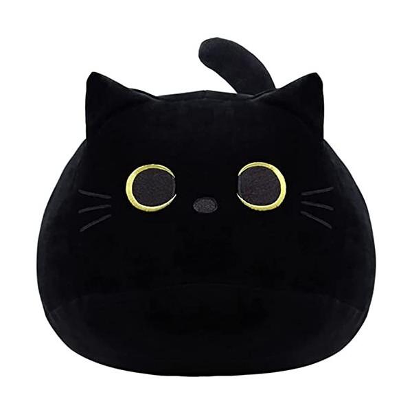 Coussin en peluche pour chat noir de 40 cm - Décoration pour enfants - Cadeau danniversaire, Saint-Valentin, Noël