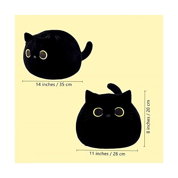 Coussin en peluche pour chat noir de 40 cm - Décoration pour enfants - Cadeau danniversaire, Saint-Valentin, Noël