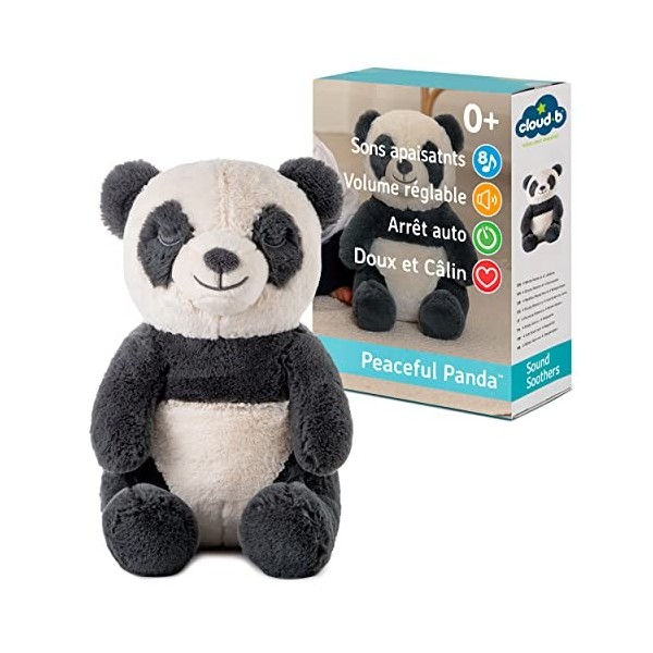 Cloud b Machine sonore apaisante | Peluche douillette | 4 sons et 4 berceuses | Arrêt automatique | Ours panda