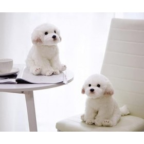 TANNEL Chien en Peluche Peluche Mignon Simulation Animaux Pelucheux poupées Cadeaux danniversaire pour Enfants Bichon frisé 
