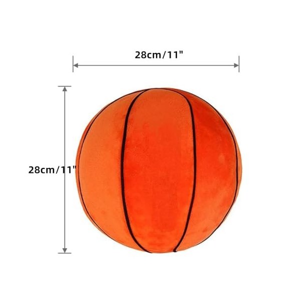 XZJMY Grand oreiller rond en peluche en forme de balle 3D - Cadeau pour filles ou garçons 28 cm, orange 