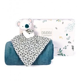Doudou et Compagnie - Cape de bain Bébé - Doudou Koala -Bleu - Vert - 80x80 cm - YOCA LE KOALA - DC3954