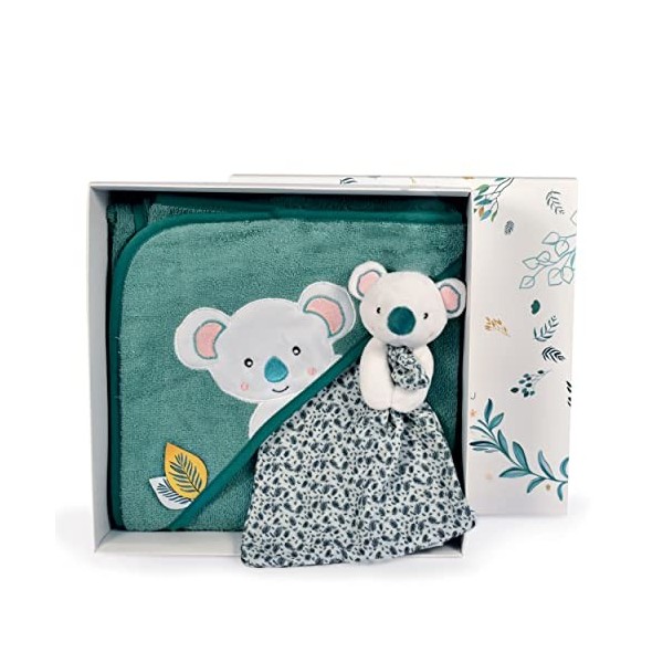 Doudou et Compagnie - Cape de bain Bébé - Doudou Koala -Bleu - Vert - 80x80 cm - YOCA LE KOALA - DC3954