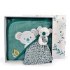 Doudou et Compagnie - Cape de bain Bébé - Doudou Koala -Bleu - Vert - 80x80 cm - YOCA LE KOALA - DC3954