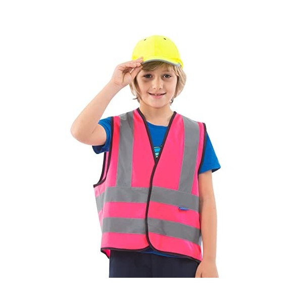 AYKRM Gilet De Signalisation Bleu Enfant Gilet De SéCurité RéFléChissant Haute Visibilité Gilet De Enfant Bleu