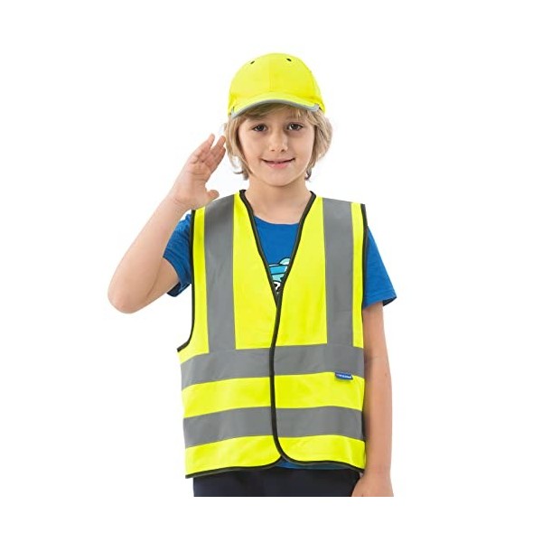 AYKRM Gilet De Signalisation Bleu Enfant Gilet De SéCurité RéFléChissant Haute Visibilité Gilet De Enfant Bleu