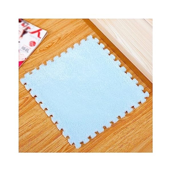 9/10 /12/16 Pièces Tapis De Sol en Mousse Puzzle en Peluche avec Bordure, Dalles De Moquette Carrées Emboîtables, Tapis De Je