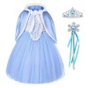 Elsa Cosplay robe de princesse costume avec cape Elsa couronne baguette pour carnaval Halloween Noël 100 