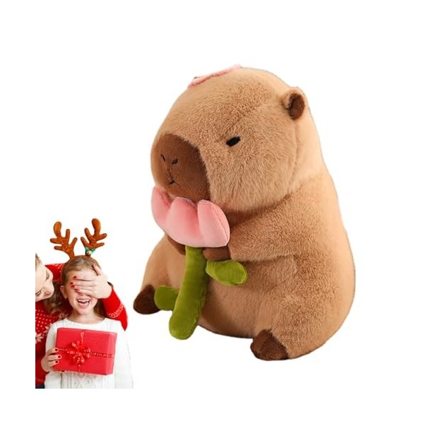 MCGOS Peluche Capybara, Kawaii Peluches Capybara Jouet, Couvre-tête Amovible, Jouet en Peluche Capybara Mignon pour Adultes,