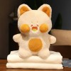 Peluche Coton Peluche Chat Heureux Peluche Oreiller poupée Mignon Chat Peluche Jouet Doux climatiseur Couverture Fille Cadeau