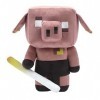 Minecraft Peluche Cochon Piglin Grognon avec Bâton De Blaze Phosphorescent, 14 cm, Animal En Peluche Avec Effets Sonores, Sab