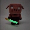 Minecraft Peluche Cochon Piglin Grognon avec Bâton De Blaze Phosphorescent, 14 cm, Animal En Peluche Avec Effets Sonores, Sab