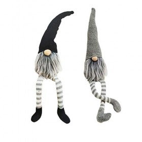 Toyvian Lot de 2 figurines Gnome en peluche avec longues jambes - Lutin de Noël - Décoration de fenêtre - Jouet pour enfant -