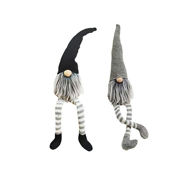 Toyvian Lot de 2 figurines Gnome en peluche avec longues jambes - Lutin de Noël - Décoration de fenêtre - Jouet pour enfant -