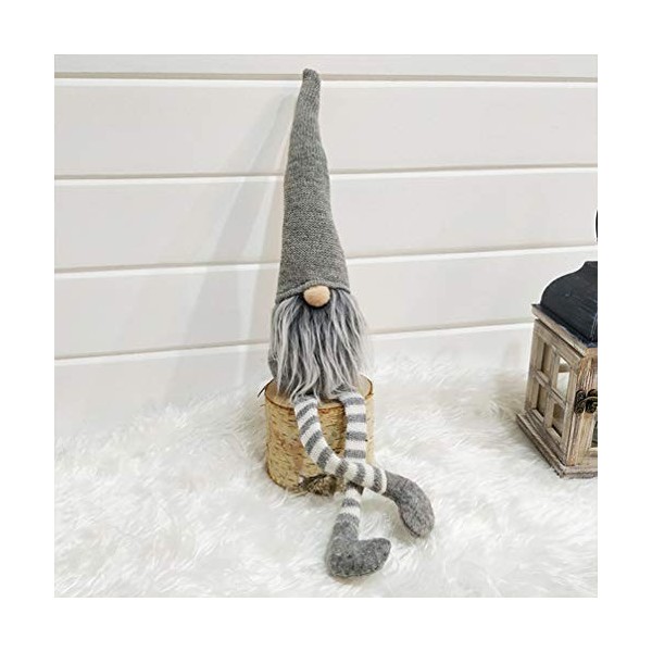 Toyvian Lot de 2 figurines Gnome en peluche avec longues jambes - Lutin de Noël - Décoration de fenêtre - Jouet pour enfant -