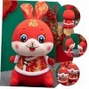 ABOOFAN 2 Pièces Tang Costume Lapin Poupée Lapin Voiture Décor Année De Lapin Peluche Jouet Lapin Chinois Zodiaque Figurines 